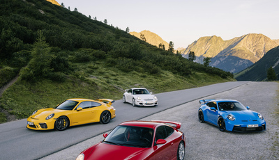 Vier Generationen Porsche 911 GT3
