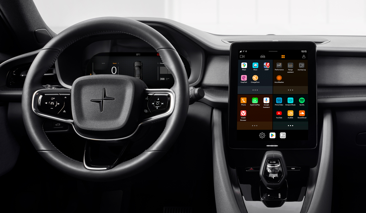 Android läuft heutzutage inzwischen als Auto-Betriebssystem Android Automotive in Fahrzeugen etwa von Renault, GM oder Polestar Foto: Polestar
